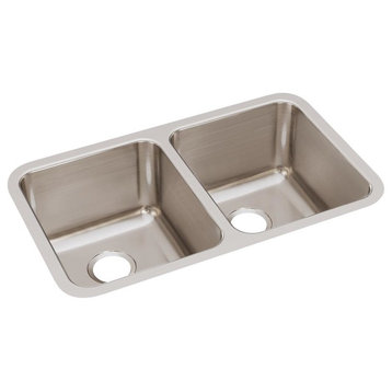 Elkay 30 3/4" Double Bowl Undermount Stainless Steel Kitchen Sink, ELUH311810