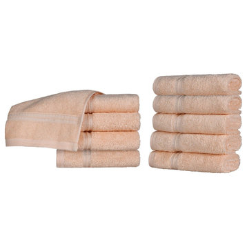 10 Piece Egyptian Cotton Face Cloth Towel Set, Peach