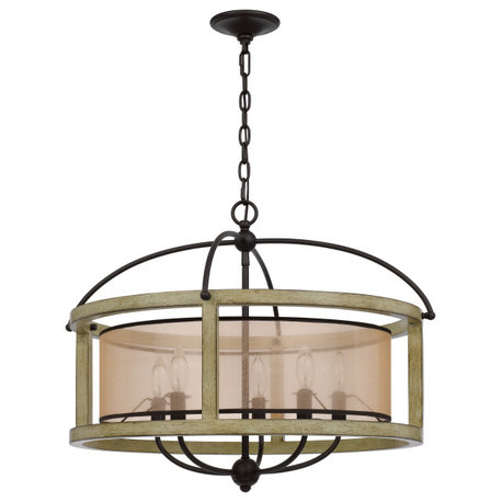 Distressed Oak Metal Palencia, Chandelier, Fx-3781-5