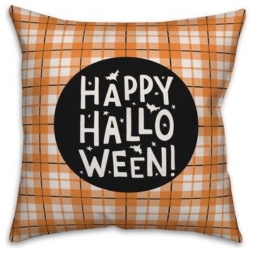 Happy Halloween Plaid 16"x16" Indoor/Outdoor Pillow