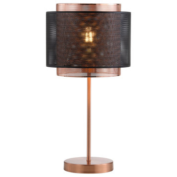 Tribeca 19.7" Metal LED Table Lamp, Copper, Black