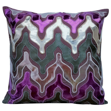 Purple Decorative Pillow Covers 22"x22" Faux Leather, Purple Lava
