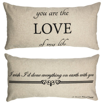 Love of My Life Romantic Wedding Anniversary Quote Double Sided Linen Pillow