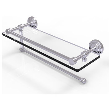 Waverly Place Paper Towel Holder with 16" Gallery Glass Shelf, Satin Chrome