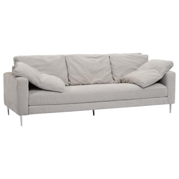 Vari Light Gray Textured Velvet Lounge Sofa