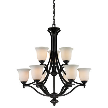 Lagoon Collection 9 Light Chandelier in Matte Black Finish