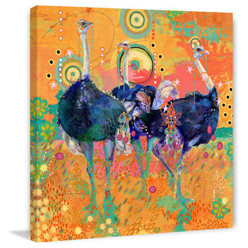 "Three Ostrich" Painting Print on Canvas by Evelia