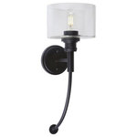 Forte - Forte 5748-01-04 Zane, 1 Light Wall Sconce, Black - The Zane black finish steel sconce with oversizedZane 1 Light Wall Sc Black Clear Glass *UL Approved: YES Energy Star Qualified: n/a ADA Certified: n/a  *Number of Lights: 1-*Wattage:75w Medium Base bulb(s) *Bulb Included:No *Bulb Type:Medium Base *Finish Type:Black