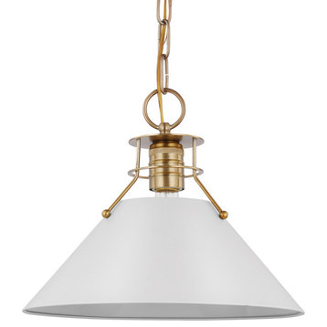 Nuvo Lighting 60/7523 Outpost 13"W Pendant - Matte White / Burnished Brass