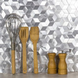 Abolos - Enchanted Metals 12"x12" Aluminum Kaleido Mosaic Tile,Silver, Set of 22 - Wall And Floor Tile
