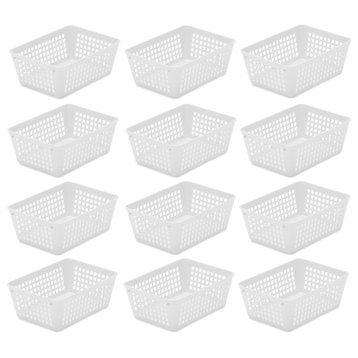 12-Pack Plastic Storage Baskets for Office Drawer, Desk, 32-1181-12, White