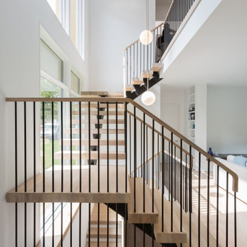 Modern Floating Stair with Pencil Rail, East Hampton, NY