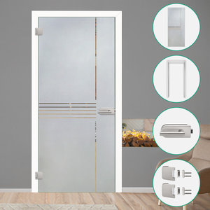 Interior Glass Door/Office Semi Frosted Design (Complete Kit), 30"x80"