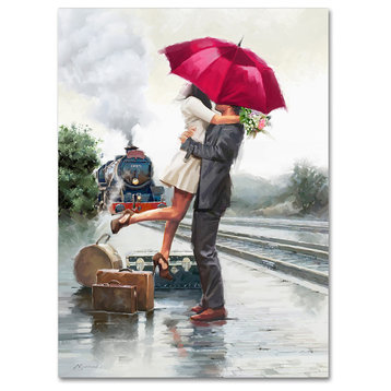The Macneil Studio 'Couple on Train Station' Canvas Art, 24"x18"