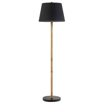 Martha Stewart Nassau Metal Bamboo Floor Lamp 59.5"H, Black/Natural