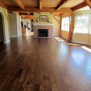 SAGAPONACK FARMHOUSE: WIDE PLANK RED OAK REVIVED - MED BROWN STAIN/TRAFFIC HD