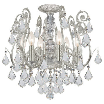 Regis 6-Light 20" Ceiling Light in Olde Silver with Clear Hand Cut Crystals