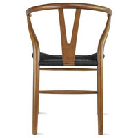 Solid Wood Dining Chairs With Open Y Back For Kitchen Assembled Chair, Set of 2, Walnut
