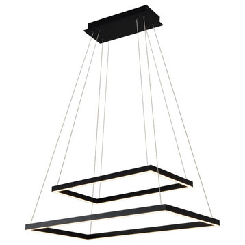 Atria Duo LED Adjustable 2-Tier Chandelier, Black