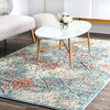 nuLOOM Withered Floral Tiles Area Rug, Light Blue, Light Blue, 8'x10'