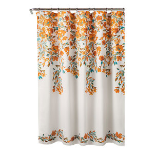 Clara Shower Curtain Turquoise Tangerine 72x72 Contemporary