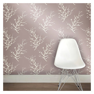 Simple Kitchen 6 Delamere Pewter Tree Branches Wallpaper - Contemporary