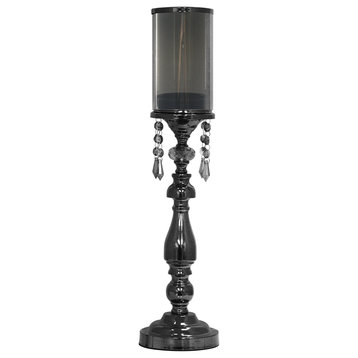 Pearlized Black Crystal Candle Stand, Large