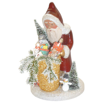 Schaller Paper Mache Candy Container- Santa With Gifts