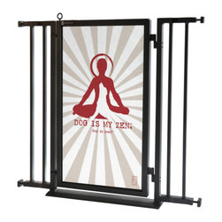 Fusion Gates - Fusion Gate with Dog Is My Zen Design, Black, 32"-36" - Dog Gates