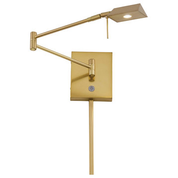 George'S Reading Room 1-Light LED Swing Arm Wall Lamp, H1y Gold