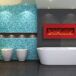 Amantii 58" Wall Mount/Built-in Electric Fireplace with Candy Apple Red Steel Su - Indoor Fireplaces
