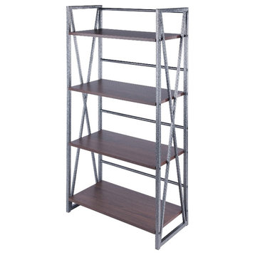 Winsome Isa 4-Tier Contemporary Wood Shelf in Graphite and Walnut