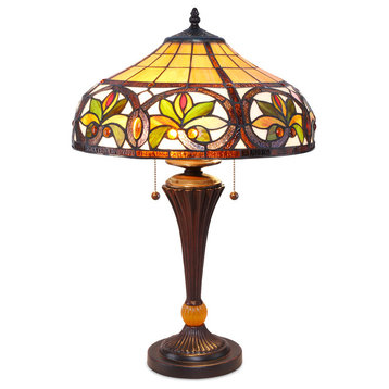 Serena d'italia Tiffany 2-Light Sunrise 23" Bronze Table Lamp
