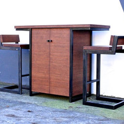 Bamboo and Steel Kitchen Bar Set - Wine And Bar Cabinets