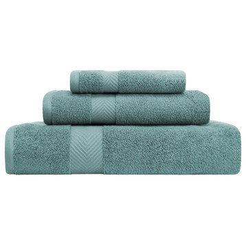 3 Piece Cotton Zero Twist Hand Bath Towel Set, Jade