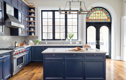 How Stained Glass, Navy & White Created a Classic Kitchen