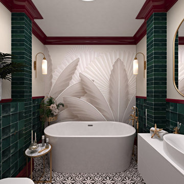 Ванная комната "Яркая классика" в частном доме