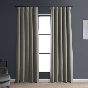 Signature Faux Linen Blackout Curtain Single Panel, Destination Slate, 50"w X 108"l