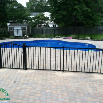 Tumblestone Herringbone Pattern Pool Patio
