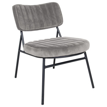 Marilane Velvet Accent Chair, Metal Frame, Fossil Grey
