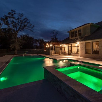 Color Changing Lights In Beautiful Backyard