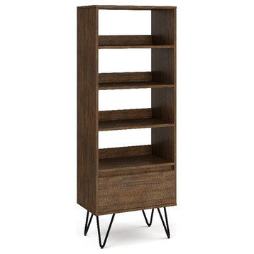 Chase SOLID WOOD and Metal 24" Wd. Modern Bookcase in Rustic Natural Aged Brown