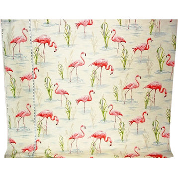 Flamingo Fabric Retro Tropical Pink Toile, Standard Cut