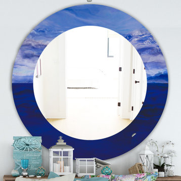 Designart Blue Vibe Traditional Frameless Oval Or Round Wall Mirror, 32x32