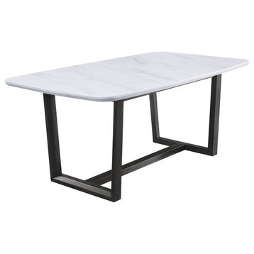 Madan Dining Table, Marble Top and Weathered Gray