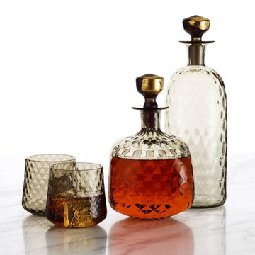 Whiskey Decanter in Antique Grey with 24K Gold Leaf