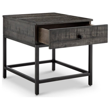 Bowery Hill Modern Wood Rectangular End Table in Brown Finish