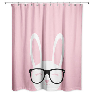 Happy Bunny with Glasses 71x74 Shower Curtain