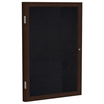 Ghent's Wood 36" x 24" 1 Door Enclosed Rubber Bulletin Board in Black