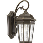 Progress Lighting - Verdae 1-Light Small Wall Lantern - Wall, post and hanging lanterns in the Verdae collection offer traditional styling for a variety of exteriors. Classic and formal clear seeded glass complements a Black or Antique Bronze finish. Open bottom design allows easy access to replace lamps without removing any pieces.